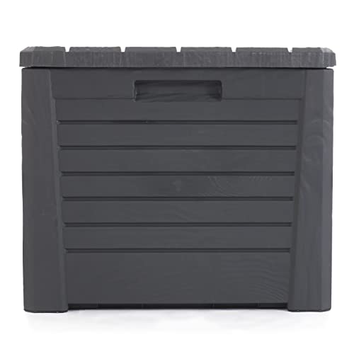 Toomax Florida Weatherproof Lockable Deck Storage Box Bench for Outdoor Pool Patio Garden Furniture and Indoor Toy Bin Container, Anthracite