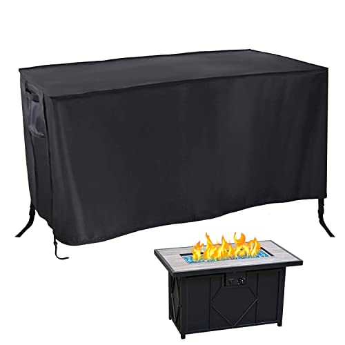 Rilime Gas Fire Pit Cover Rectangular,Waterproof Fire Pit Covers Fit for Fire Pit or Gas Fire Table 42"L x 24"W x 25"H,Black