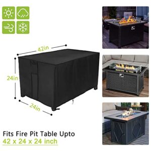 Rilime Gas Fire Pit Cover Rectangular,Waterproof Fire Pit Covers Fit for Fire Pit or Gas Fire Table 42"L x 24"W x 25"H,Black