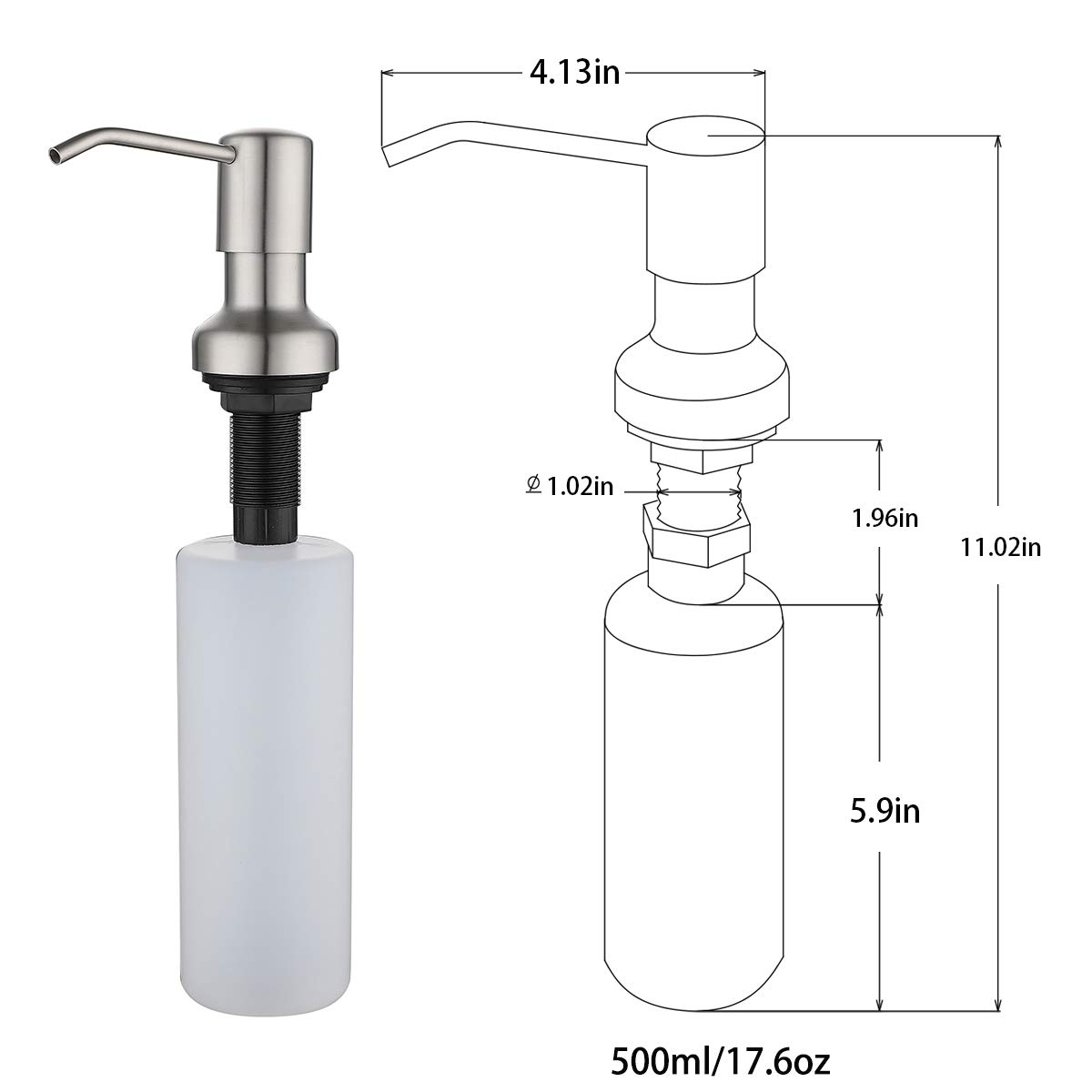 Brushed Nickel Soap Dispenser For Kitchen Sink Refill From The Top   51qSCTsfqoL 