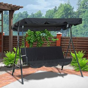 Vikye Swing Canopy Cover Set, Waterproof Swing Cover Seat Top Cover Oxford Cloth Outdoor Rainproof Durable Anti Dust Protector, 74.80 x 51.97 x 5.91 inch(Black)
