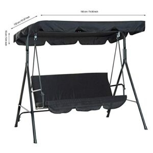 Vikye Swing Canopy Cover Set, Waterproof Swing Cover Seat Top Cover Oxford Cloth Outdoor Rainproof Durable Anti Dust Protector, 74.80 x 51.97 x 5.91 inch(Black)