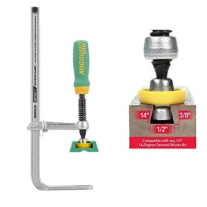 MICROJIG Matchfit DVC-850AP 2-In1, Track And In-Line Dovetail Clamp, Green