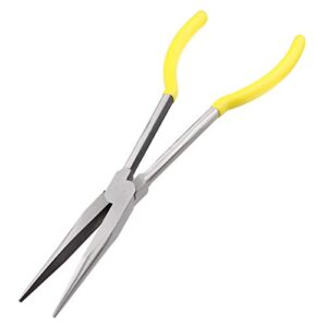 bqkkwin 11 inch long reach long nose pliers | designed for mechanics, technicians, and contractors | work with delicate or difficult-to-reach pieces | milled-jaws | steel “needle nose