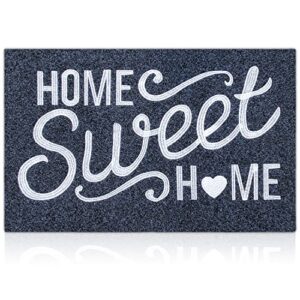 AAZZKANG Front Door Mat Non Slip Welcome Mats Outdoor Home Sweet Home Doormat with Rubber Backing Easy to Clean Indoor Mats for Entrance High Traffic Areas Entry Grey