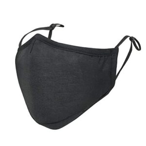 ililily black cotton washable nose wired face mask filter pocket wide cover with filter (black)