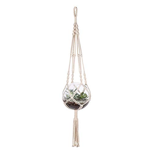 discounestore145-Hand-weaved Hanging Plant Flower Pot Holder Basket Cotton Rope Bonsai Hanger - A1002