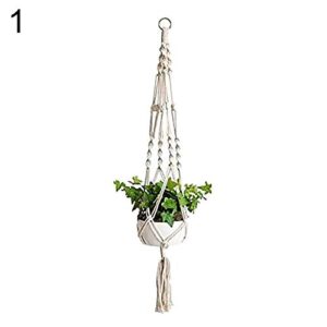 discounestore145-Hand-weaved Hanging Plant Flower Pot Holder Basket Cotton Rope Bonsai Hanger - A1002