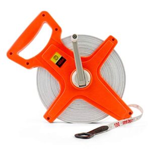 qwork tape measure, 1/2" x 330' open reel dual sided fiberglass tape measure for engineer, yard and field, measuring tape