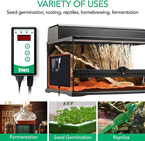 iPower GLHTMTCTRLV2PROL 48" x 20.75" Upgraded Carbon Film Seedling Heat Mat and Digital Thermostat Controller Combo Set for Seed Germination Plant Propagation, Black