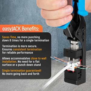 Everest Media Solutions easyJACK - 90° Angled Speed Termination Tool - with 10 Blue & 10 White Cat6 Keystone Jacks - Additional Jacks are Available - (B087N7QQD2)