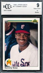 1990 upper deck #17 sammy sosa rookie card graded bccg 9