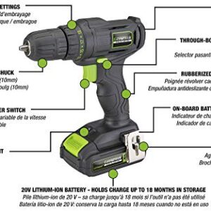 Genesis GLCD20CSE Special Edition 20V Lithium-Ion Cordless Drill/Driver with Built-in LED Light, 19+1 Torque Position Settings, Removable/Rechargeable Battery and Charger Included