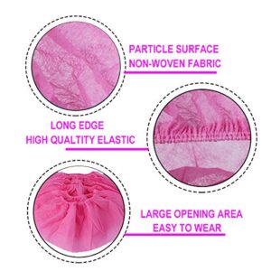 Disposable Shoe Covers 100PCS Non-Slip Durable Indoor Boot Overshoes Protector Thicked Non-Woven Shoe Covers for Carpet Floor Protection Construction Offices One Size Fits All (Pink)