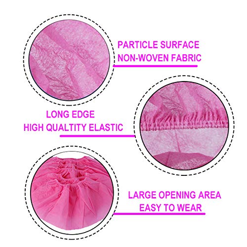 Disposable Shoe Covers 100PCS Non-Slip Durable Indoor Boot Overshoes Protector Thicked Non-Woven Shoe Covers for Carpet Floor Protection Construction Offices One Size Fits All (Pink)