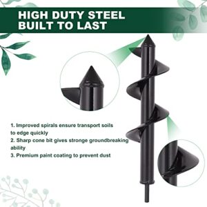COMOWARE Garden Auger Spiral Drill Bit Set- 3'' x 12" and 1.6'' x 9" Rapid Planter for 3/8” Hex Drive Drill - for Tulips, Iris, Bedding Plants and Digging Weeds Roots, Post Hole Diggers