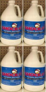 4- gallons of shock-it -liquid chlorine pool shock - commercial grade 12.5% concentrated strength - 1 case