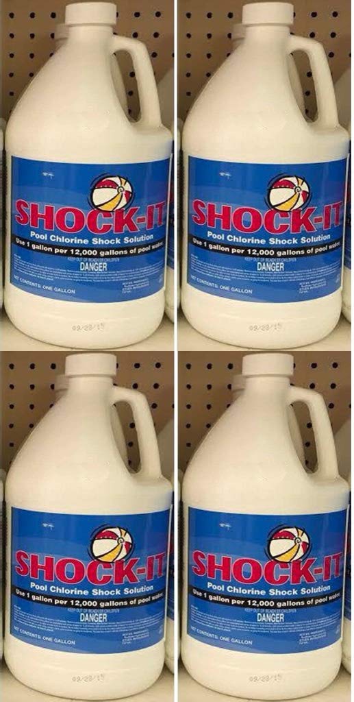 4- Gallons of Shock-It -Liquid Chlorine Pool Shock - Commercial Grade 12.5% Concentrated Strength - 1 Case