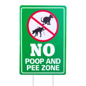 waahome double side no poop and pee zone yard signs with stakes, 8''x12'' no pooping dog sign