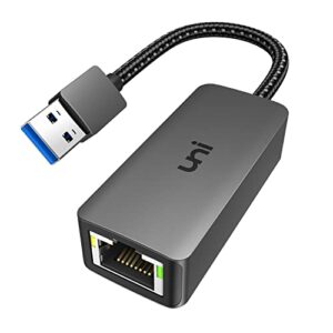 usb to ethernet adapter, uni driver free usb 3.0 to 100/1000 gigabit ethernet lan network adapter, rj45 internet adapter compatible with macbook, surface, laptop pc with windows, xp, vista, mac/linux