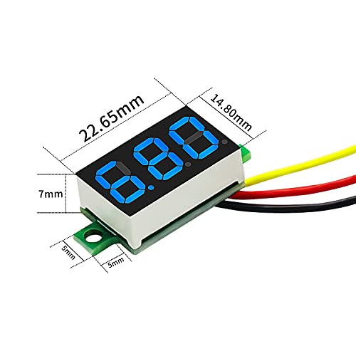 CenryKay 6PCS Blue Digital Mini Digital Voltmeter DC 0.36 Inch Three-Line DC 0-100V Mini Digital Voltmeter Gauge Tester Blue LED Display Panel