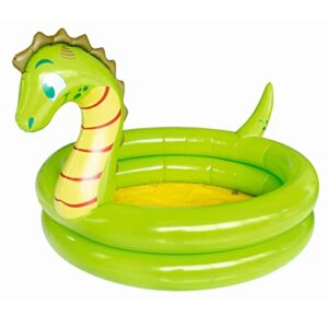 splash buddies kid's 2-ring dinosaur inflatable kiddie swimming pool, outdoor summer backyard water play, toddler's play round pool, 2 years old and up, 65.5" x 52.5" x 37"