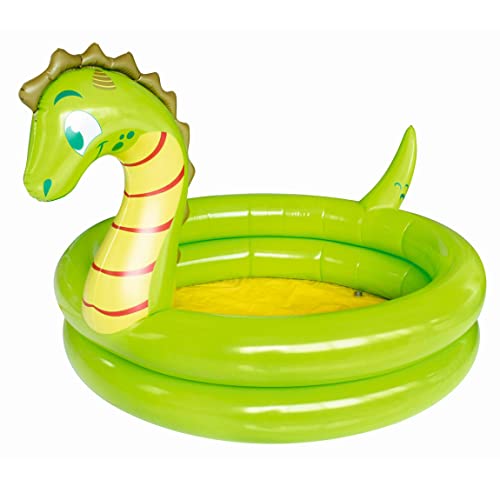 Splash Buddies Kid's 2-Ring Dinosaur Inflatable Kiddie Swimming Pool, Outdoor Summer Backyard Water Play, Toddler's Play Round Pool, 2 Years Old and Up, 65.5" x 52.5" x 37"