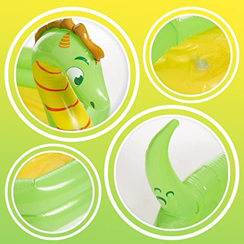 Splash Buddies Kid's 2-Ring Dinosaur Inflatable Kiddie Swimming Pool, Outdoor Summer Backyard Water Play, Toddler's Play Round Pool, 2 Years Old and Up, 65.5" x 52.5" x 37"