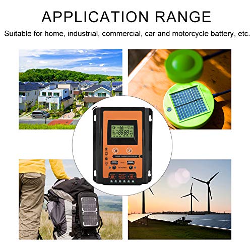 Solar Charge Controller, 30A 12V/24V MPPT Solar Controller Solar Panel Battery Intelligent Regulator with Dual USB Port and LCD Display, 30 Amp