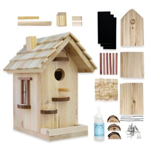 sparkjump cedar wood diy bird house kit for kids and adults