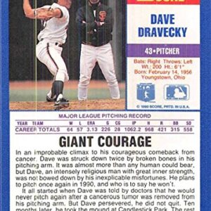 Baseball MLB 1990 Score #550 Dave Dravecky #550 NM Giants