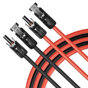 phituoda 10ft black + red 10awg(6mm²) solar panel extension cable wire, solar adaptor cable with female and male connector - set of 2