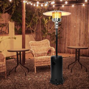 Vilobos Outdoor Patio Heater Propane Standing Gas LP Heater with Wheels 87 Inches Tall for Commercial & Residential Courtyard Outside(Black)