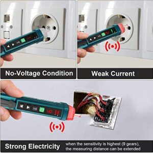 Auroland Non-Contact Voltage Tester with 9 Gear Adjustable Sensitivity Voltage Detector Pen AC Circuit Tester Tool LCD Display LED Flashlight Buzzer Alarm Range12V-1000V & Live/Null Wire Judgment AC1