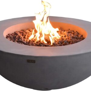 Elementi Fire Pit Outdoor Natural Gas Fireplace Patio Fire Bowl 45,000BTU Output, Round Fire Table with 13.2lbs Lava Rocks,Tank Cover for Fire Bowl Available, Lunar Bowl Series (Grey)