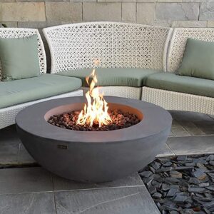 Elementi Fire Pit Outdoor Natural Gas Fireplace Patio Fire Bowl 45,000BTU Output, Round Fire Table with 13.2lbs Lava Rocks,Tank Cover for Fire Bowl Available, Lunar Bowl Series (Grey)