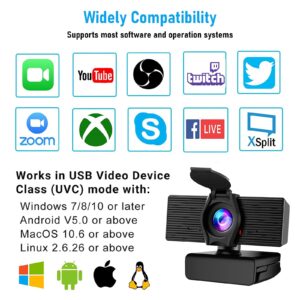 LITEPRO Webcam with Microphone & Privacy Cover, 1080P HD Web Computer Camera, USB Plug and Play Laptop PC Desktop Camera, Works with Zoom, Skype, Teams, Video Conferencing/Recording/Streaming