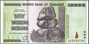 2008 - reserve bank of zimbabwe 50 trillion dollar seller uncirculated