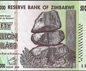 2008 - Reserve Bank of Zimbabwe 50 Trillion Dollar Seller Uncirculated