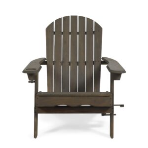christopher knight home cheryl outdoor acacia wood folding adirondack chair, gray