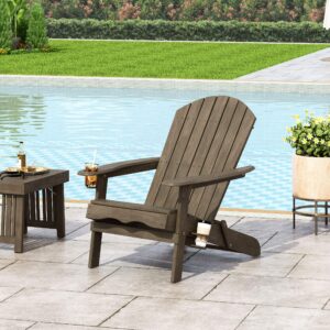 Christopher Knight Home Cheryl Outdoor Acacia Wood Folding Adirondack Chair, Gray