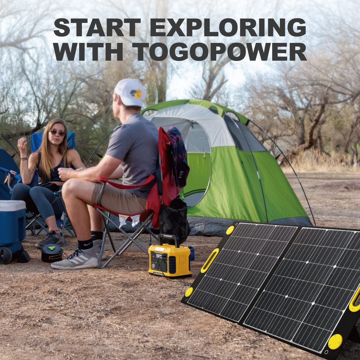 Togo Power 100W Portable Solar Panel for Jackery Explorer 240/300/500/ROCKPALS/Flashfish/Baldr Power Station, Foldable Solar Cell Solar Charger with USB Outputs for RV Laptop iPhone iPad