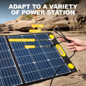 Togo Power 100W Portable Solar Panel for Jackery Explorer 240/300/500/ROCKPALS/Flashfish/Baldr Power Station, Foldable Solar Cell Solar Charger with USB Outputs for RV Laptop iPhone iPad