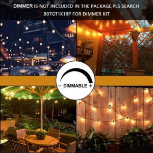 Svater Outdoor Led String Lights 50FT, Patio Lights with 16pcs S14 Shatterproof Bulbs, 1 Watt E26 Dimmable 2700K Warm White, IP65 Waterproof, Commercial Grade Lights