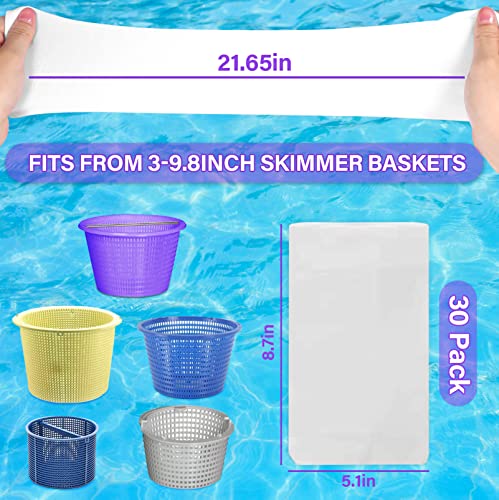 30-Pack of Pool Skimmer Socks, Ultra Fine Mesh Filter Sock Net for Skimmer Baskets, Skimmers Cleans Debris and Leaves for In-Ground and Above Ground Pools