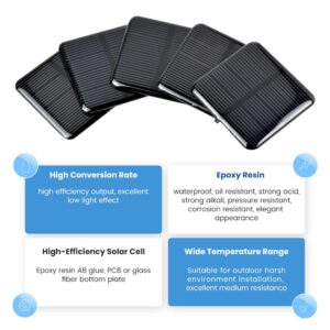 SUNYIMA 10pcs Mini Monocrystalline Solar Cells Solar System Kit 50mm X 50mm/1.96" X 1.96" 2V 160MA for DIY Charge Solar Panels