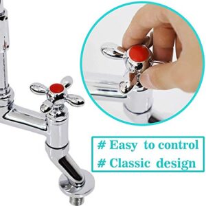 YooGyy Commercial Pre-Rinse Sprayer Faucet 4 to 8 Inch Adjustable Center Deck Mount 36’’ Height, Dual Hole Dual Handles with High Pressure Pull Down Spray Valve and 12’’ Add on Spout