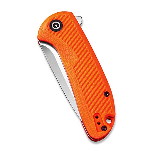 CIVIVI Durus Folding Pocket Knife –Everyday Carry Folder Knife with Satin D2 Blade G10 Handle, 3 Inch Flipper Knife with Liner Lock ,Ball Bearing Pivot, Reversible Clip C906C (Orange)