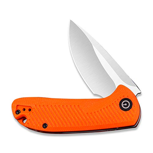 CIVIVI Durus Folding Pocket Knife –Everyday Carry Folder Knife with Satin D2 Blade G10 Handle, 3 Inch Flipper Knife with Liner Lock ,Ball Bearing Pivot, Reversible Clip C906C (Orange)