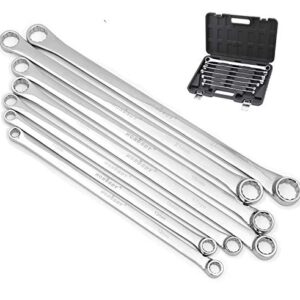 HORUSDY 7-Piece Extra Long Double Box End Wrench Set, CR-V, Less Effort Aviation Wrench Metric 10mm - 24mm